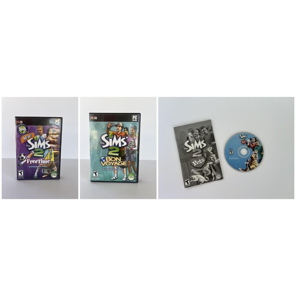 The Sims 2 Expansion Pack Lot – Bon Voyage, FreeTime, Pets (PC CD-ROM) – Bundle